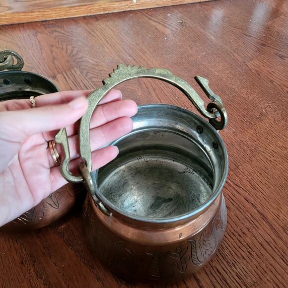 Turkish Etched Copper Bucket Set of 2 - Picture 6 of 9